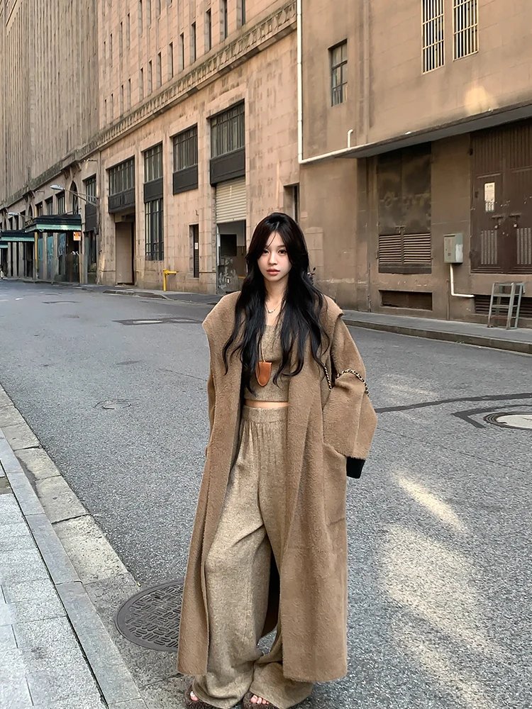 

Женский свободный кардиган Adan с капюшоном, имитация меха, комфортный, осенний, в корейском стиле