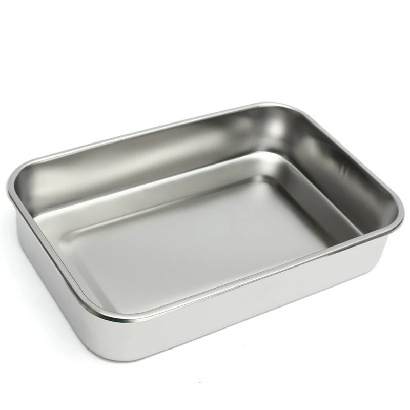 1 Piece Dental Thickened Stainless Steel Sterilization Box With Lid Sterilization Tray Square Plate Cover Surgical Instruments