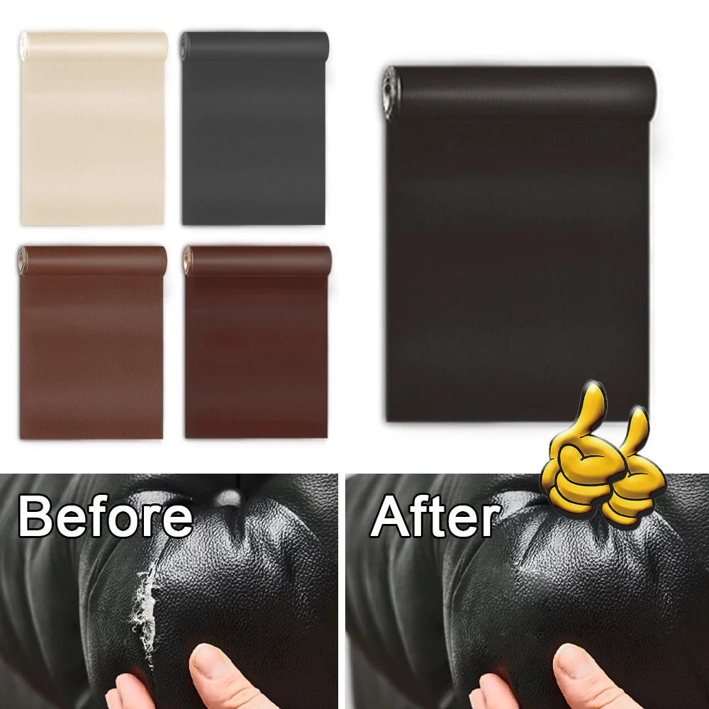 Self-Adhesive Leather Repair Patch for Furniture Table Chair Sofa Black PU Leather Sticker Clothes Car Seats Shoe Bags Fix Patch