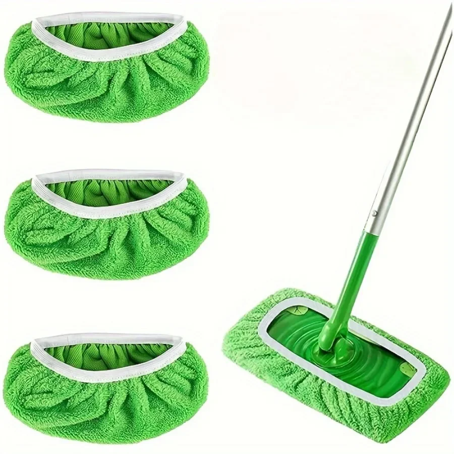 Mopa Verde Reutilizable de 3 Piezas, Apta para la Limpieza de Pisos del Hogar, Lavable, para Mantenimiento de Oficinas, Uso Diario