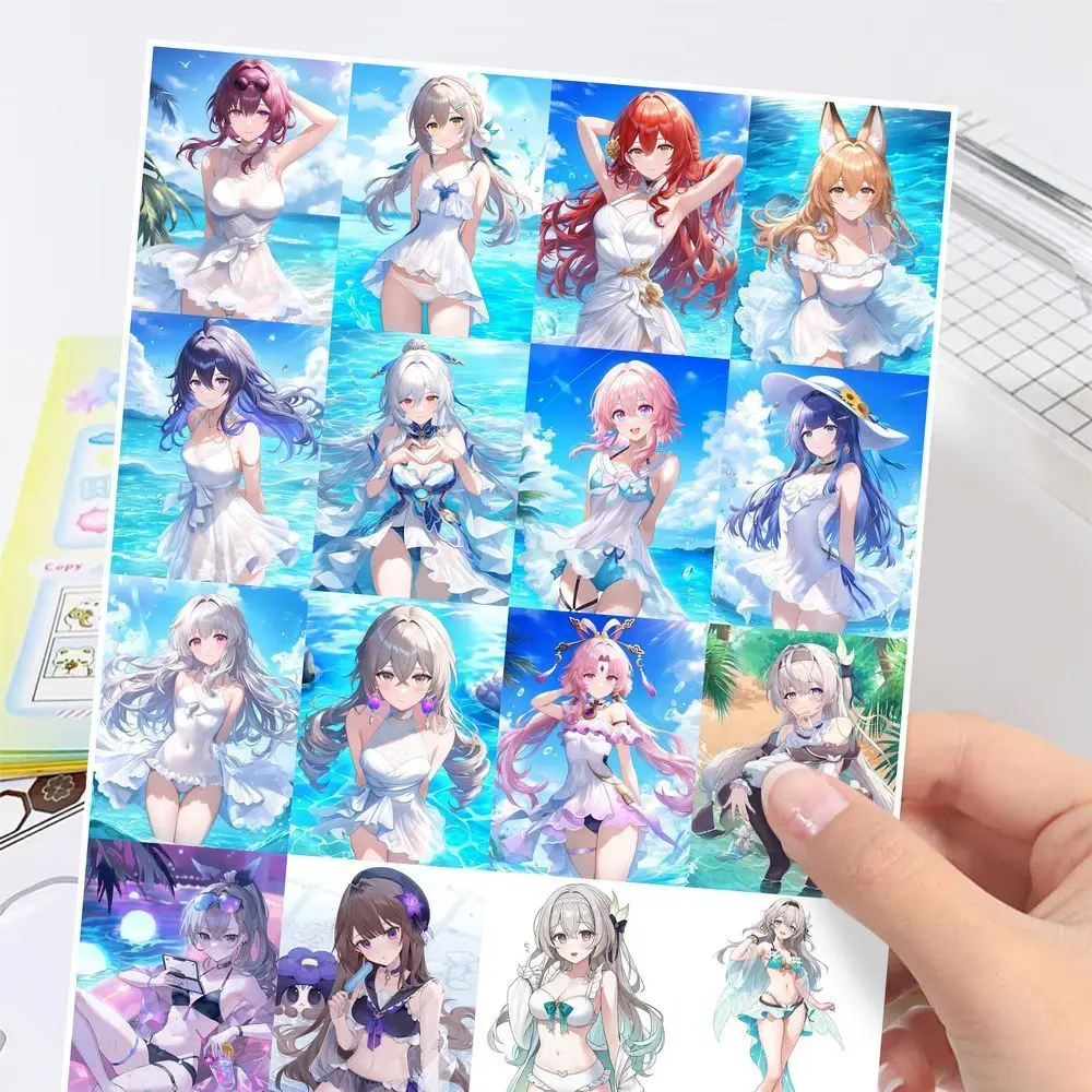 هونكاي-ملصقات أنيمي شخصية نسائية ، شارات رسومات كرتونية ، سكة نجوم ، خوذة ، لوح تزلج ، لاب توب ، دراجة نارية ، ملصق ، 61 *