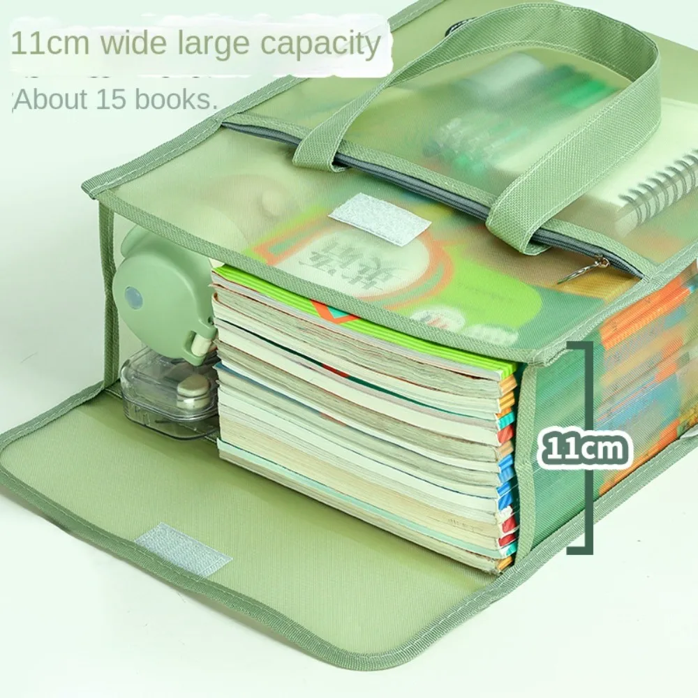 Mesh Thickened Hand Book Bag Double Layer Portable Primary Tutoring Bags Large Capacity School Students Tutoring Handbag