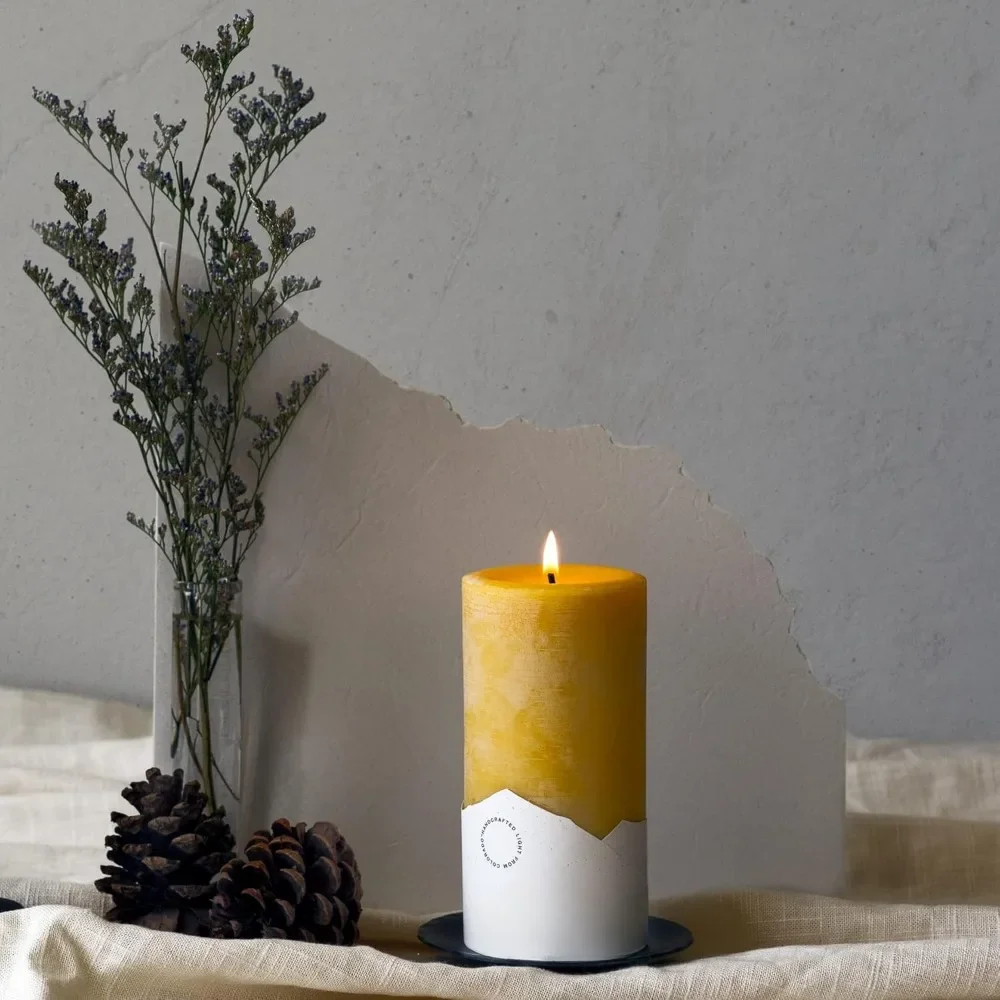 

100% Pure Beeswax Pillar Candles | Natural Beeswax Candles, Unscented Yellow Candles | Soy, Paraffin, & Fragrance Free