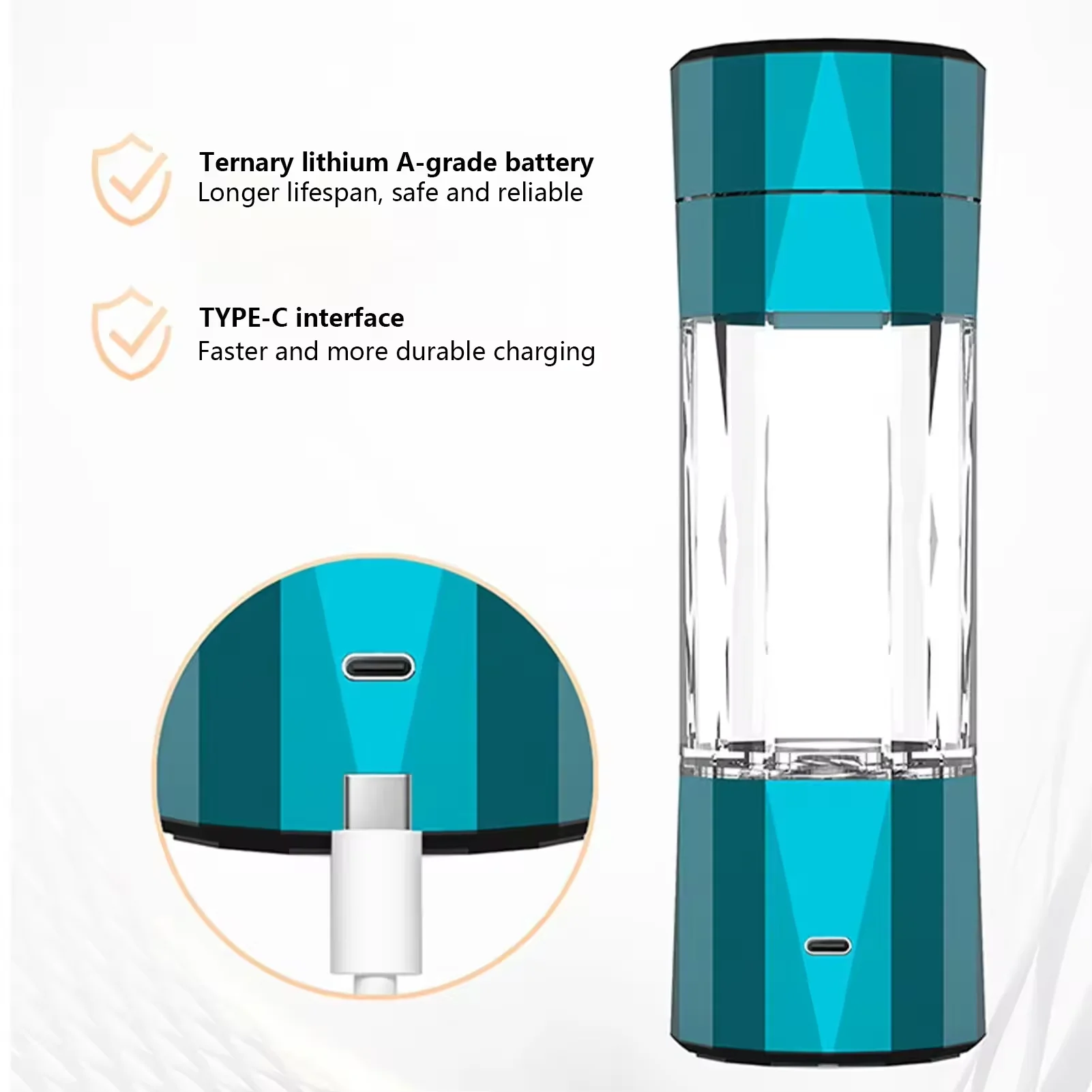 SPE Portable Hydrogen Water Bottle Colorful and Customizable 6000-10000 ppb  Portable USB Powered Hydrogen Water Generator