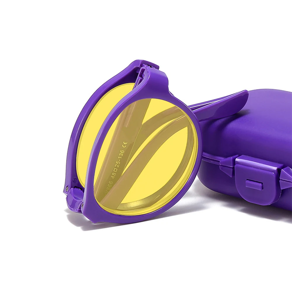 Portable Fold Night Vision Blue Light Proof Glasses Men Computer Competitive Game Eye Protection flat mirror For Night Driving