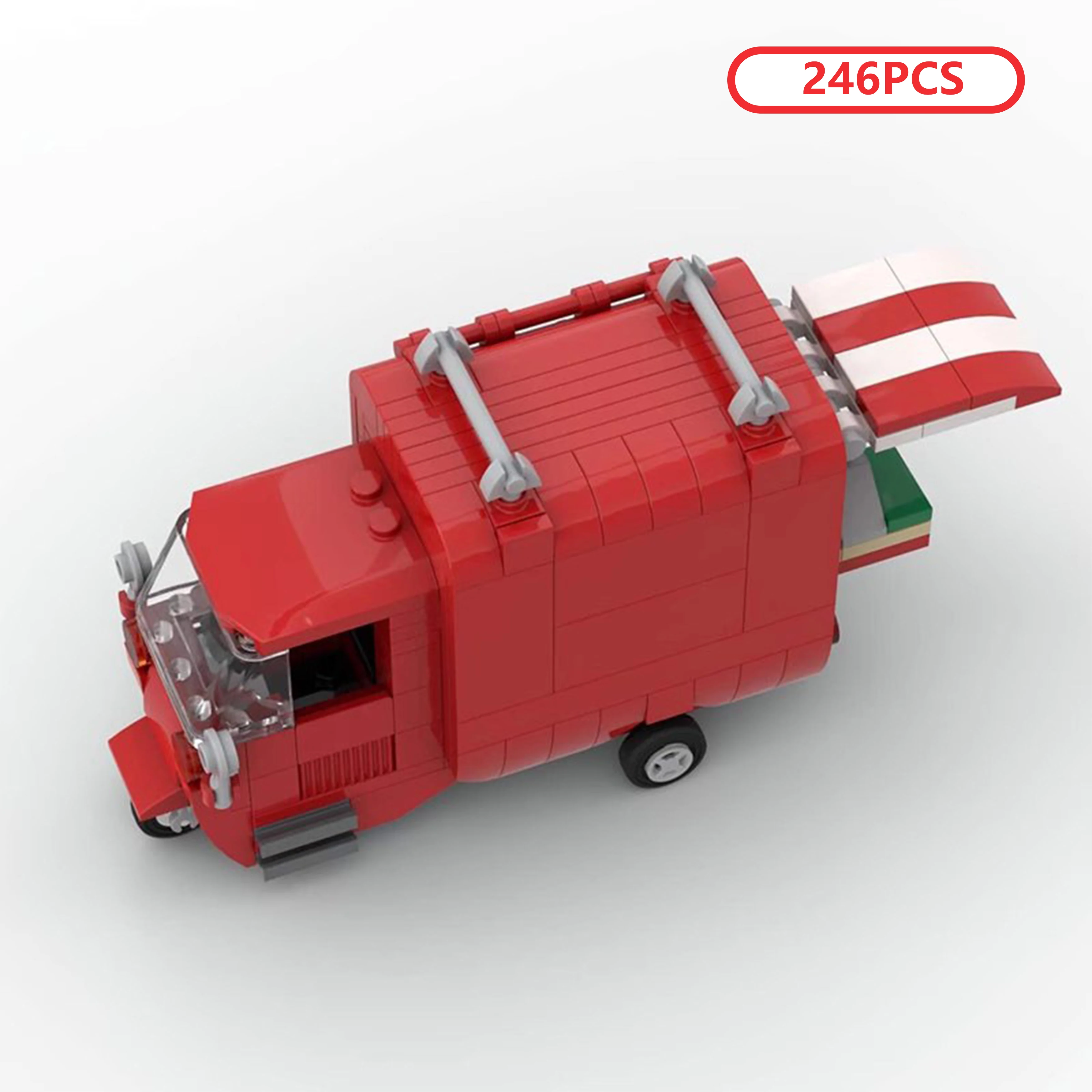 مجموعة نماذج السيارة DIY MOC Christmas Coffee Tuk-Tuk، لعبة مكعبات البناء الصغيرة الإبداعية، هدية العيد للأطفال والجامعات