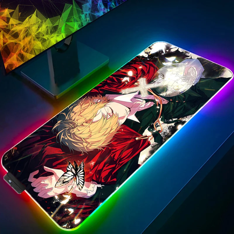 ONE PIECE Sanji LED-Mauspad, Computer, Laptop, Anime-Tastatur, RGB-Mauspad, Mauspad, Tastaturen, Gamer, rutschfeste Schreibtischunterlage mit Hintergrundbeleuchtung