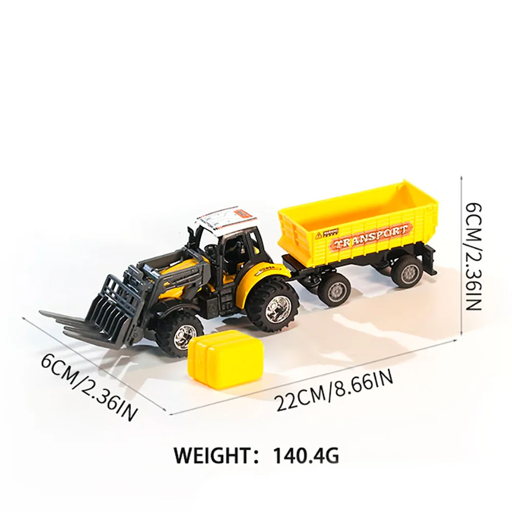 2.4GHz Remote Control 3-Speed Adjustable, Diecast Model with Detachable DIY Trailer 9IMOD 1:64 RC Farm Tractor with LED Lights