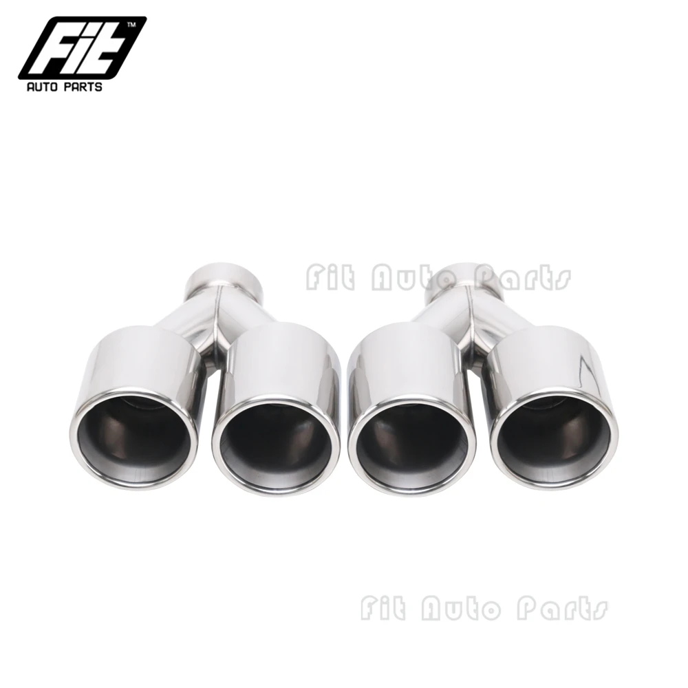 

1pcs Stainless Steel Silver 2.5'' rolled double Exhaust Tip 3.5'' outlet Muffler end Tips with clamp