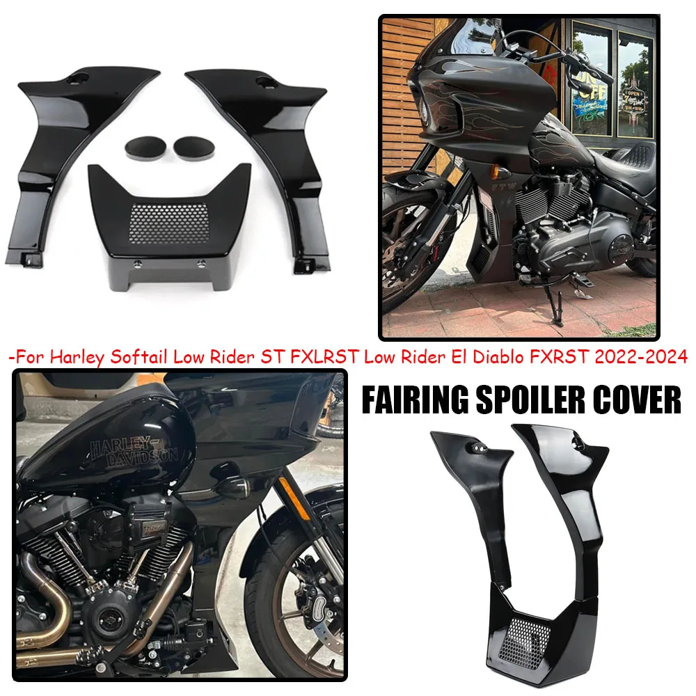 New Motorcycle Black Fairing Spoilers Cover Kit For Harley Softail Low Rider ST FXLRST Low Rider El Diablo FXRST 2022 2023 2024