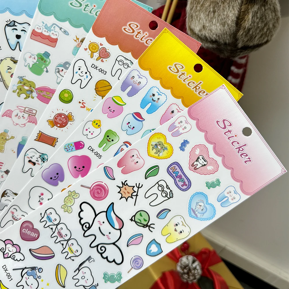 Waterproof Teeth Protection Series Sticker Tooth Shaped Mirror Wall Stickers Toothbrush Shape Dentistry Clinic Decorative Gifts - Image 5