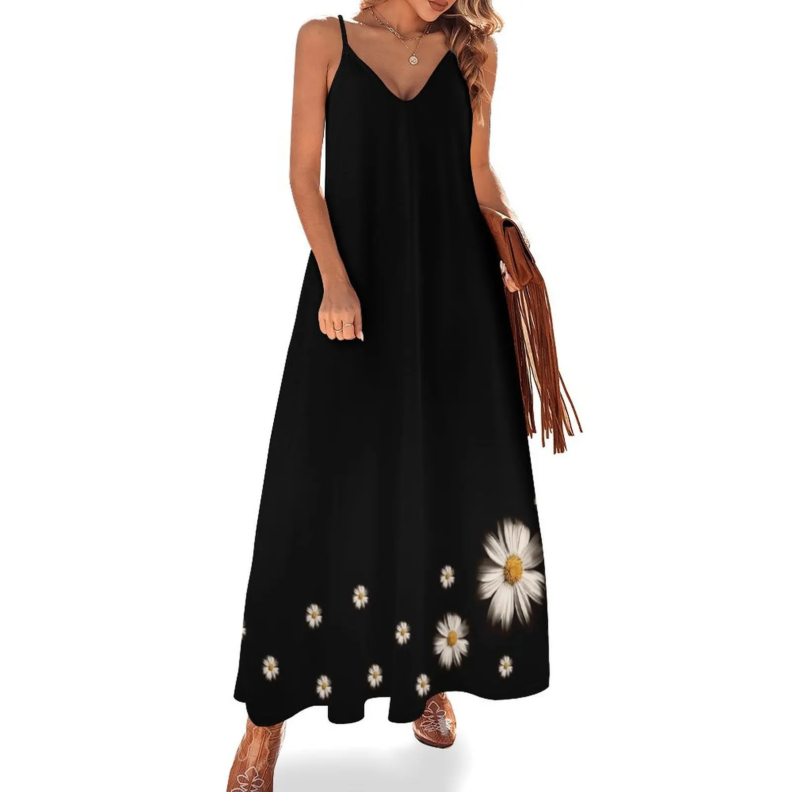 

Happy Daisy Sleeveless Long Dress women's elegant loose dresses elegant dresses for women Long veiled dresses Dress