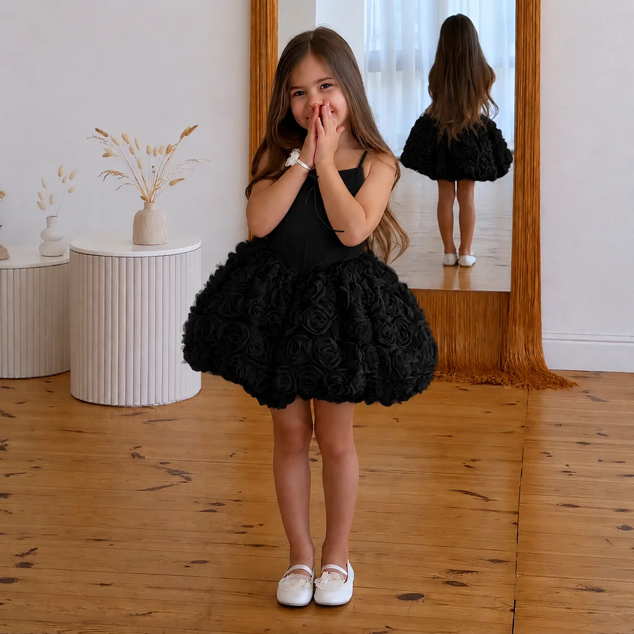 Girls Luxury Ball Gown Dress Elegant Long Sleeve Lace Princess Dress Kids Birthday Party Wedding Bridesmaid Dress Ballet Girl Co