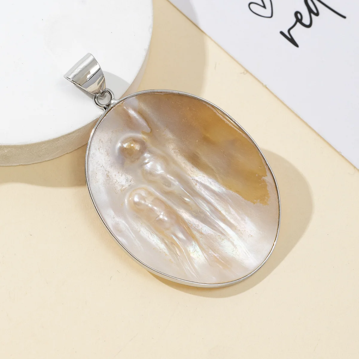 1pc 45x35mm Oval Pendant Natural Shell Semi-Finished Charms for Jewelry Making Supplies DIY Women Necklace Earrings Accessories