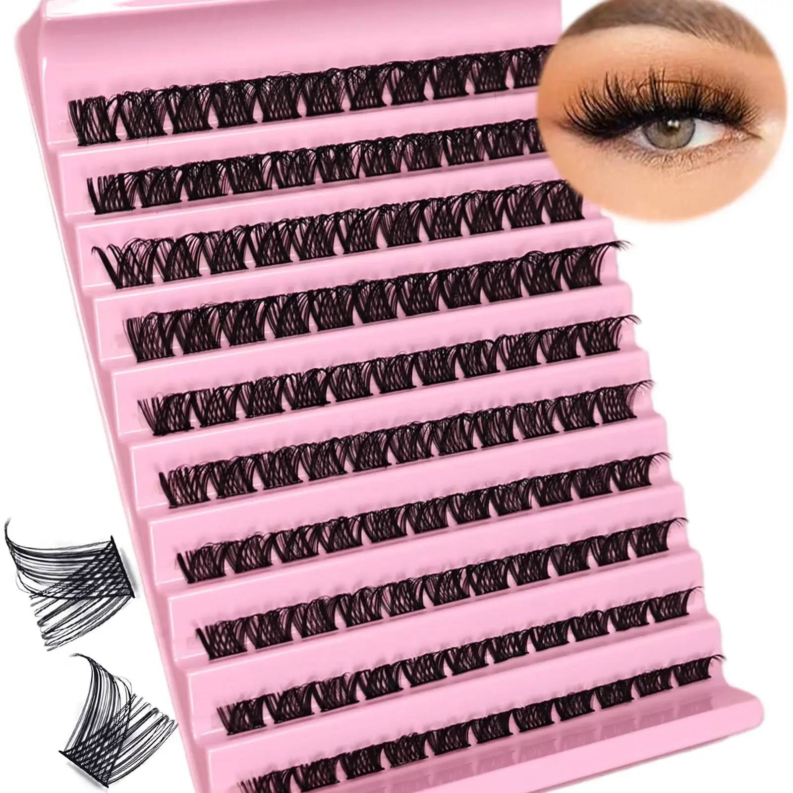 110pcs Cluster Lashes 8-16mm Individual Lashes Natural Look Lashes D Curl Fluffy Cluster Lashes DIY Eyelash Extension