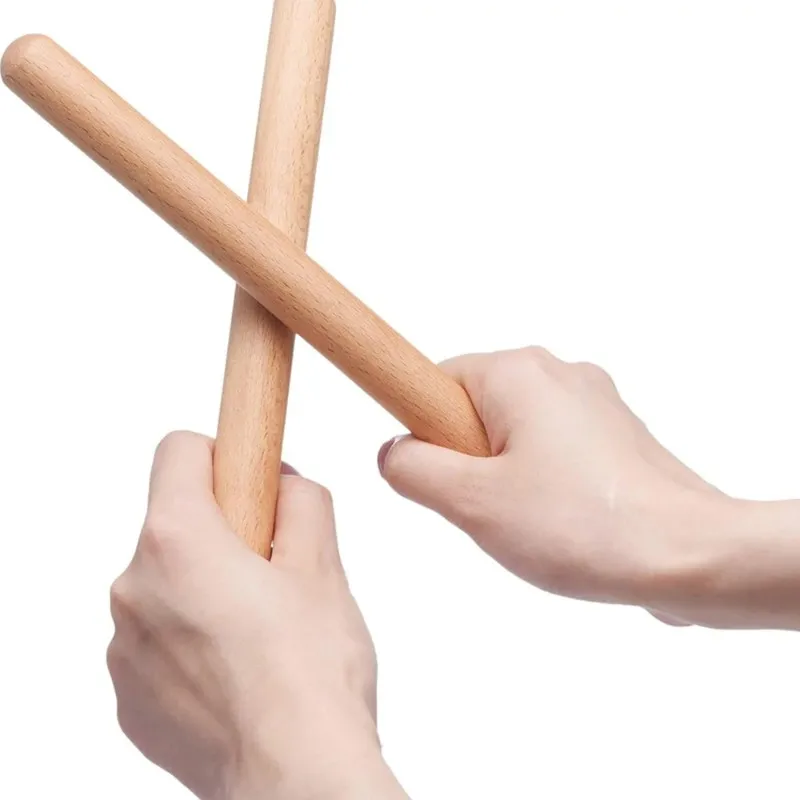 8pcs unfinished natural wood rhythm sticks, 8 inch smooth light color craft sticks for classroom percussion instruments, music