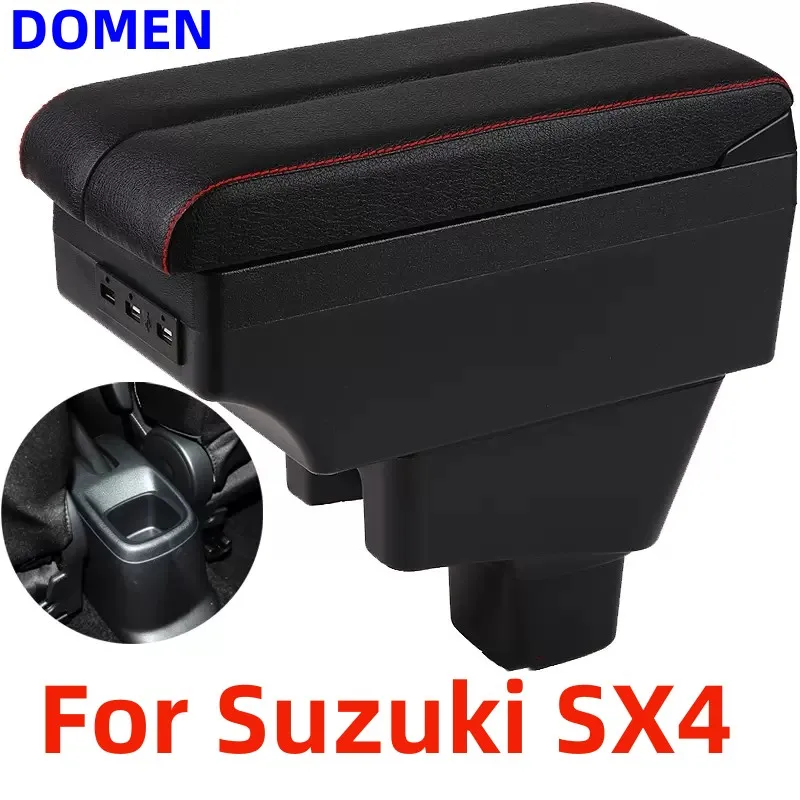 

For Suzuki SX4 armrest box Interior Parts Car Central Content With Retractable Cup Hole Large Space Dual Layer USB DOMEN