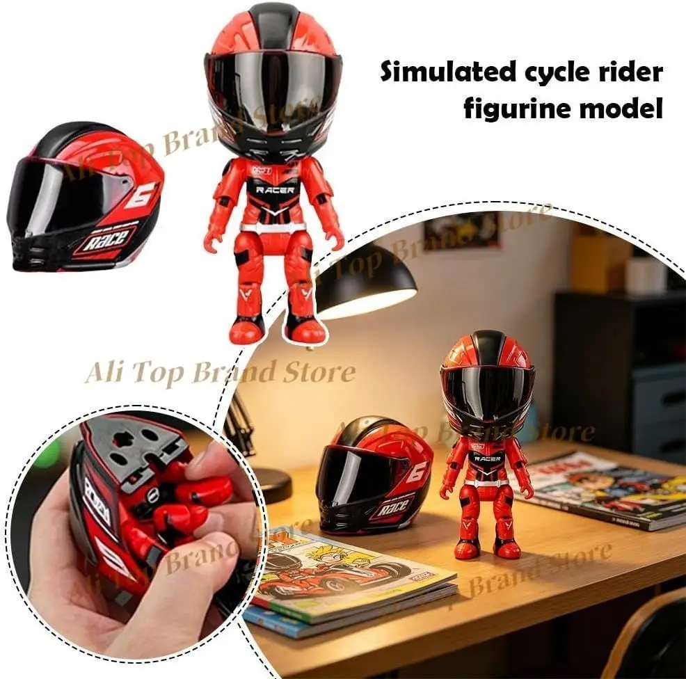 New Mini Helmet Heroes Transforming Ornaments, Motorcycle Helmet Action Figure with Movable Joints