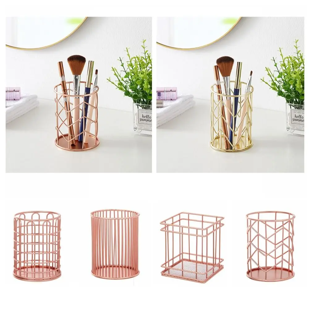 New Metal Pen Holder Multipurpose Tabletop Decor Cosmetic Brush Storage Bucket Scandinavian Style Pen Container