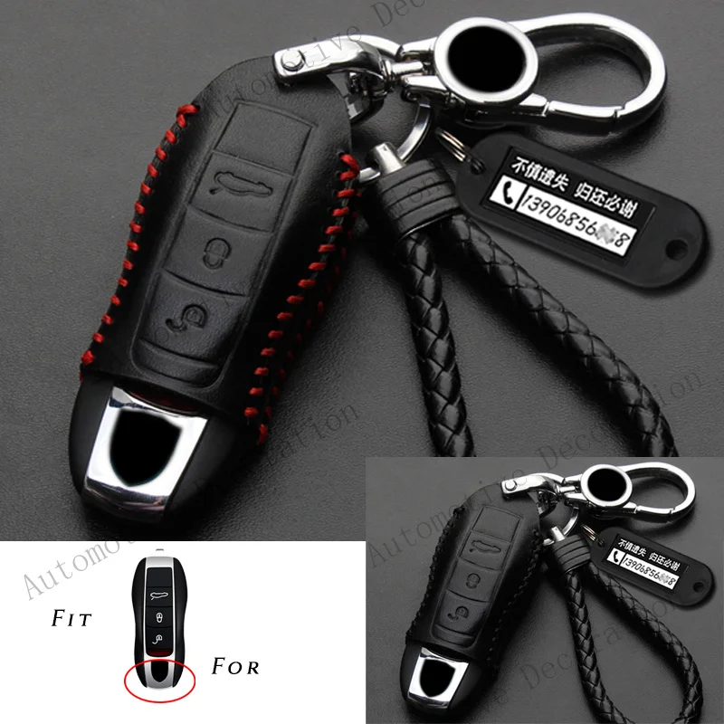 Z+ Leather Car Key Fob Case Cover For Porsche Cayenne Panamera Macan 911 Boxster