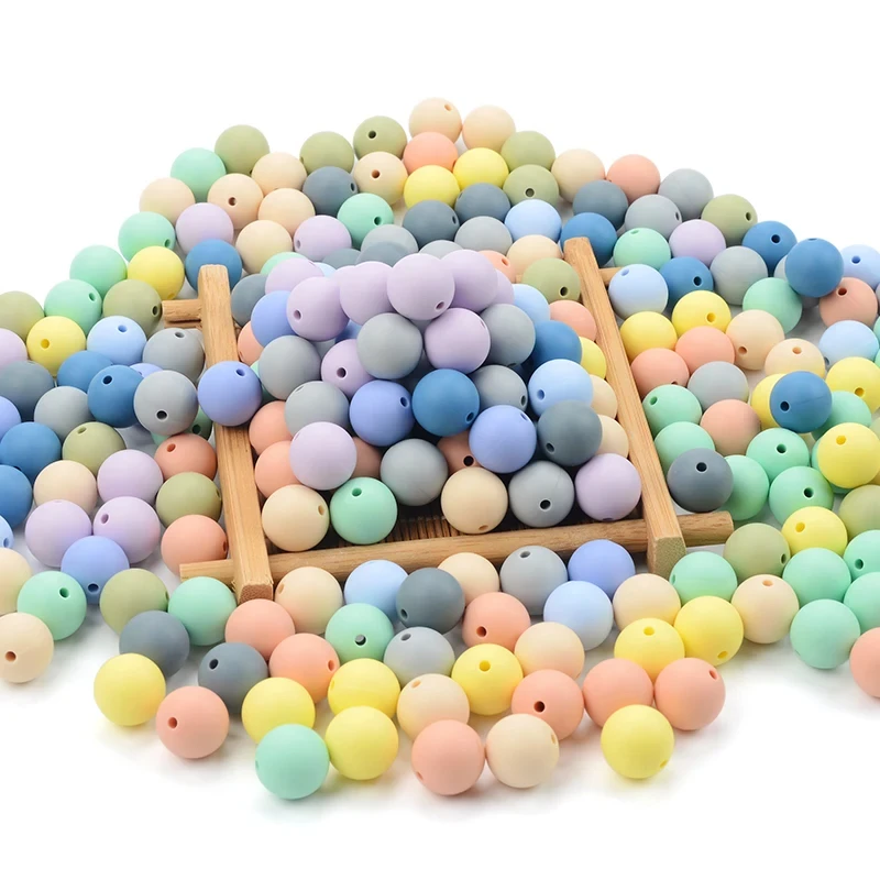 Round Silicone Beads 12mm Wholesale 40pcs Baby Teething Toys Food Grade Chew Beads Infant Teethers Shower Gift Necklace Pacifier