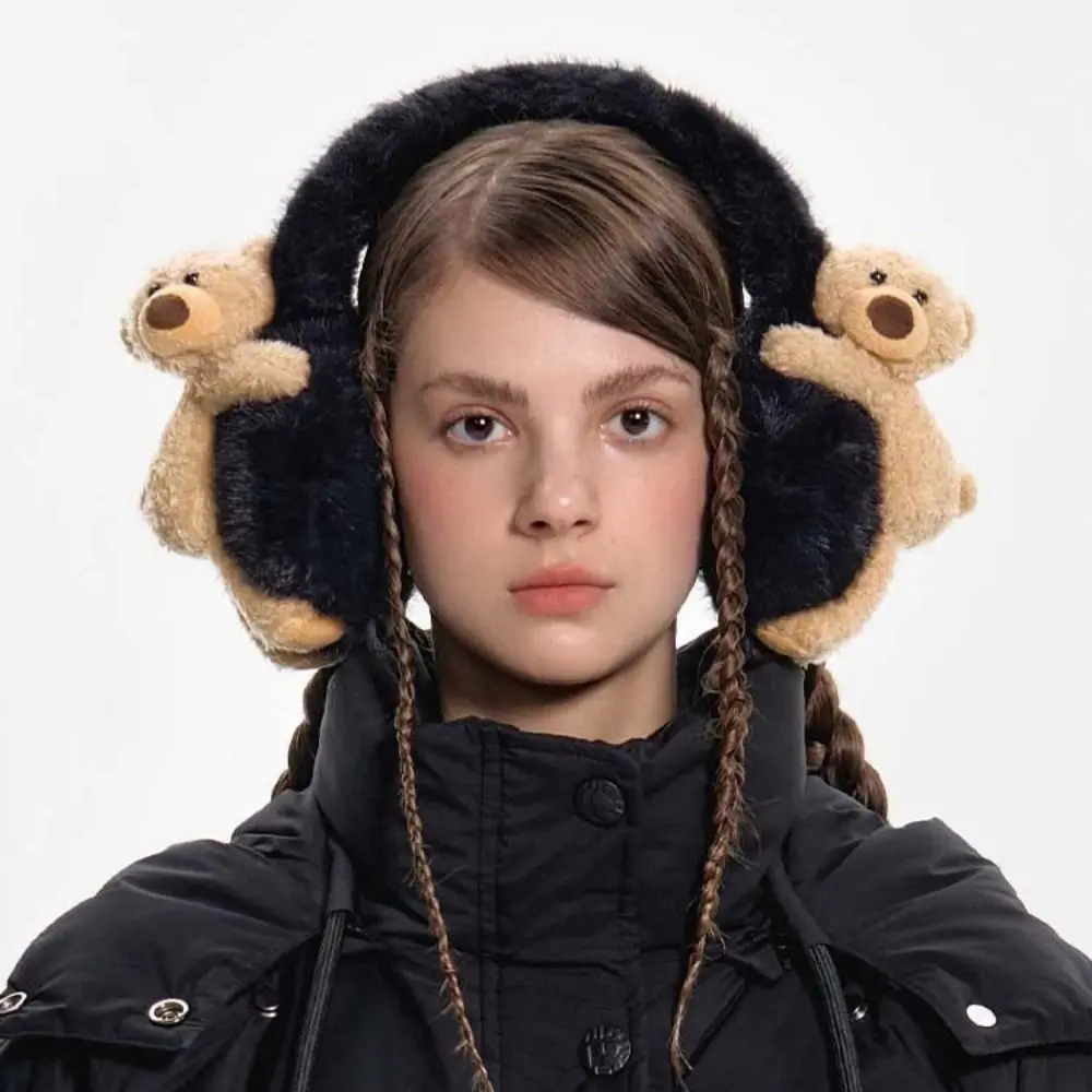 Sweet 3D Earmuffs Fluffy Thermal Insulation Bear Rabbit Ear Muffs Soft Fixed Faux Fur Ear Warmers For Women