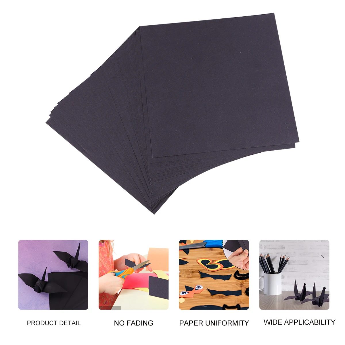 100 stuks zwart vouwpapier veilig milieu voor doe-het-zelf handwerk papier kraan schoolprojecten handwerkbladen