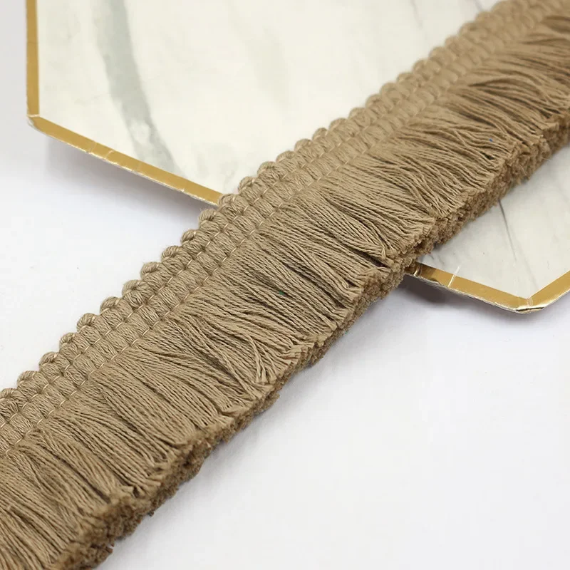 1M Thick Beige Black Cotton Thread Strip Fringe Lace Trim DIY Clothing Accessories Tassel Clothes Pillow Home Decoration 3.8cm