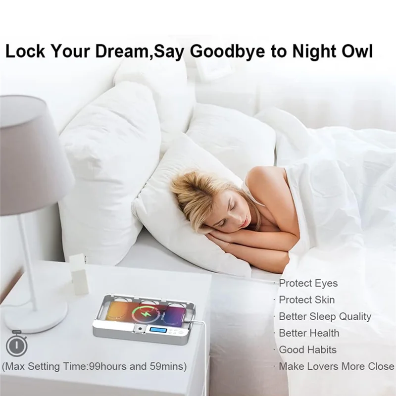 AB11-Timed Phone Lock Box For Iphone And Android Phones Help Kids,Students, Adults Focus Back ,Prevent Excessive Games