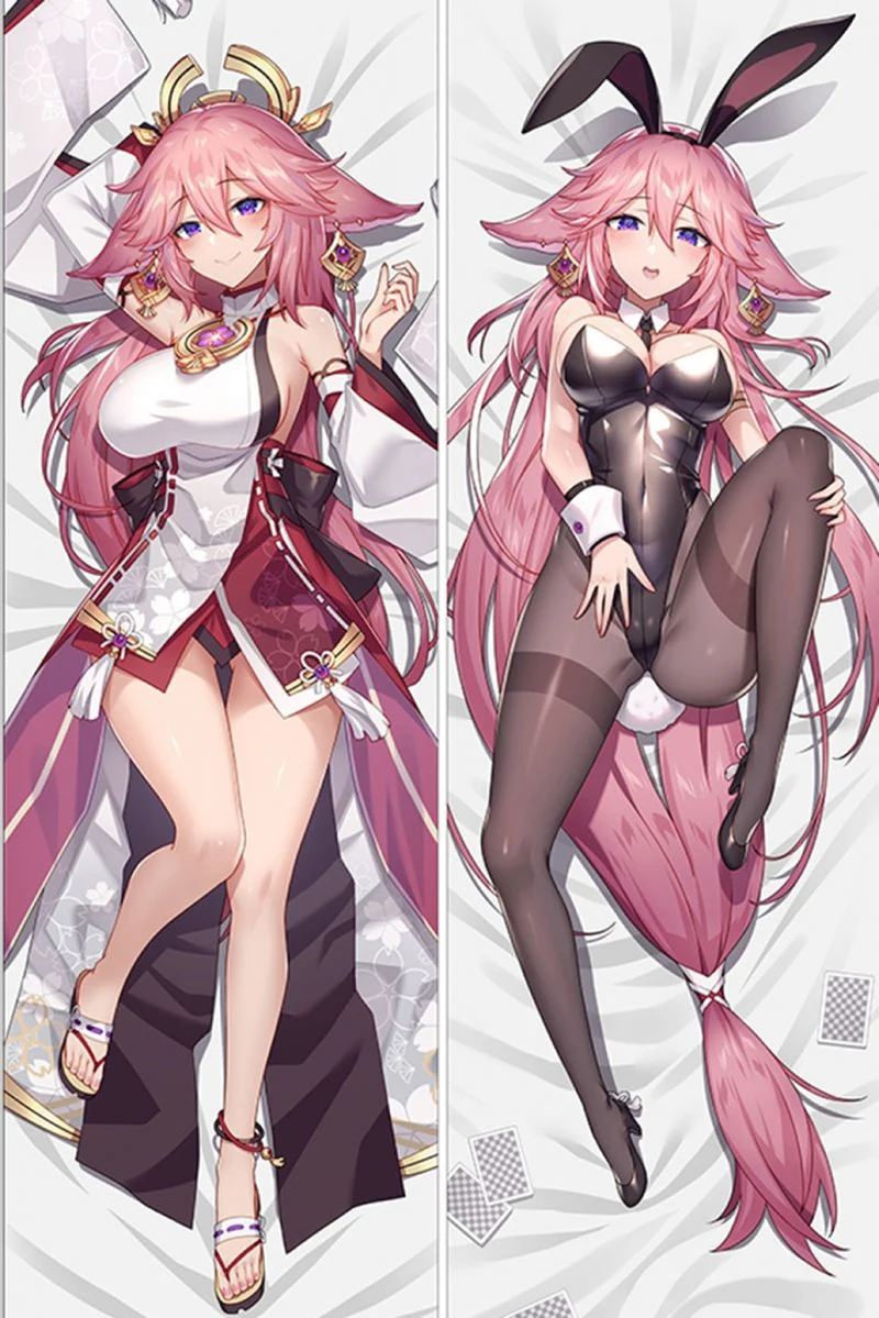 Game Genshin Impact Pillowcase Yae Miko Dakimakura Lovely Anime Girl Hugging Body Pillow Case Peachskin 2-Side Cushion Drop Ship