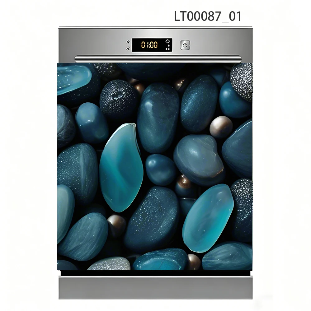 Colorful River Stone Dishwasher Decal, Zen Pebble & Ocean Rock Print, Waterproof Removable Kitchen Appliance Decor