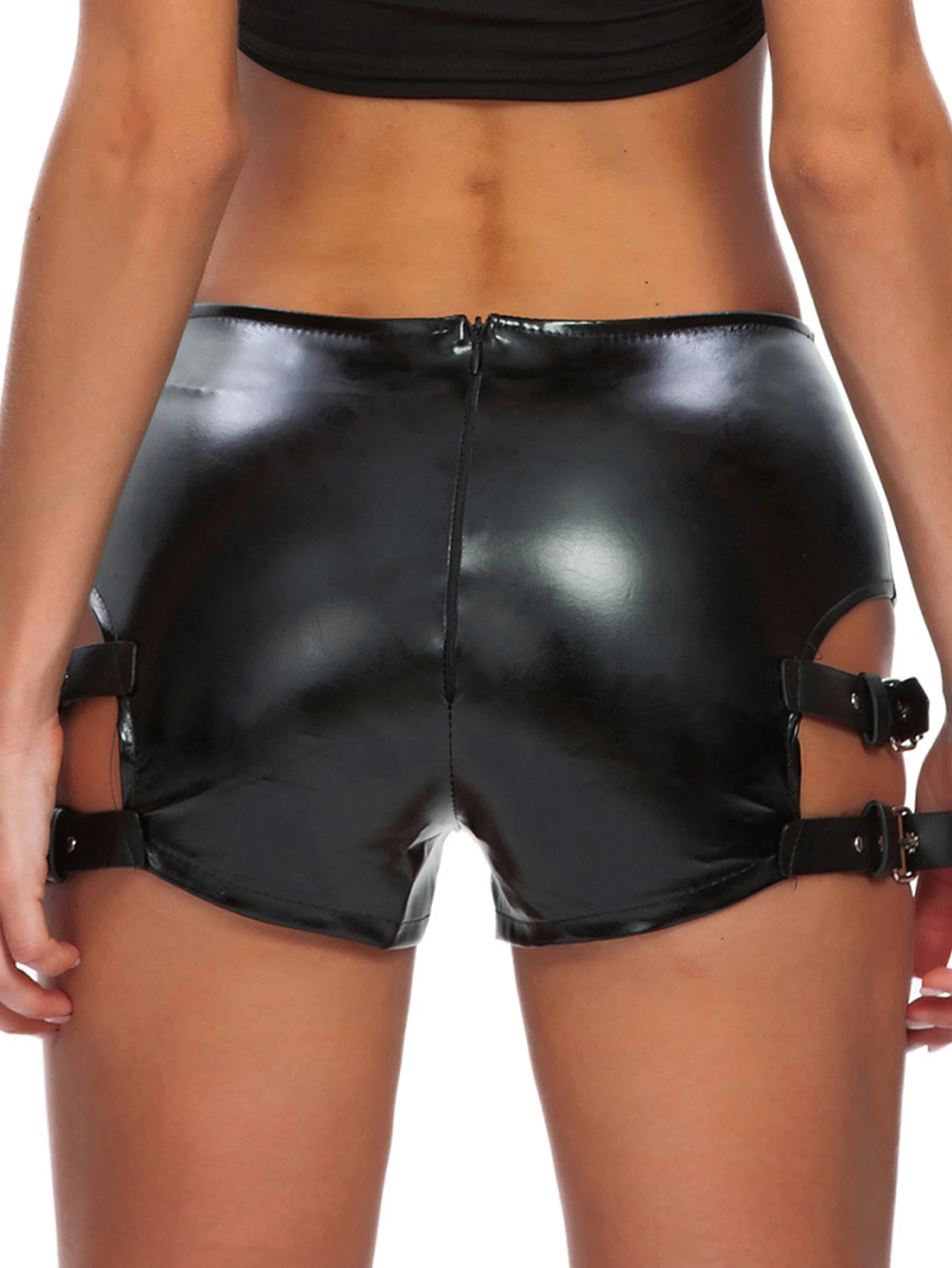 Sexy leather shorts women high waist spandex Black PU club Party DS Booty short femme summer punk biker woman shorts clothing HL