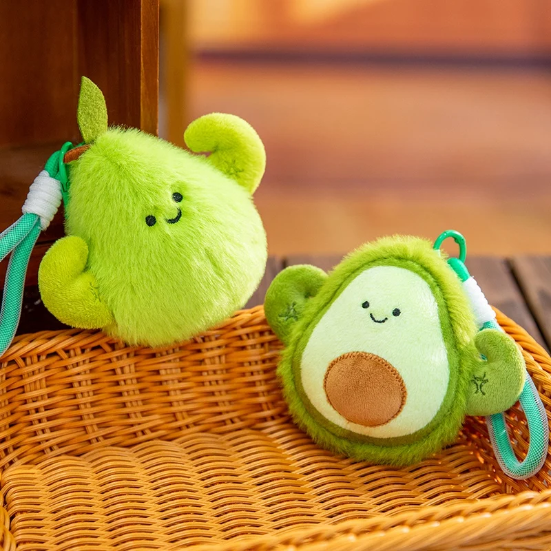 핫 도매 12cm 귀여운 과일 작은 펜던트 봉제 레몬 바나나 배 아보카도 인형 장난감 자동차 키 체인 백팩 장식 선물