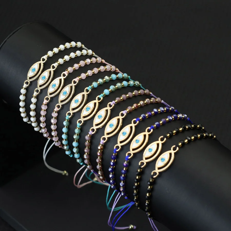 

12Pcs/Set Small Beads Women Rope Bracelet Turkish Evil Eye Braclet Couple Friendship Jewelry Eye Accessories For Bestie Gifts