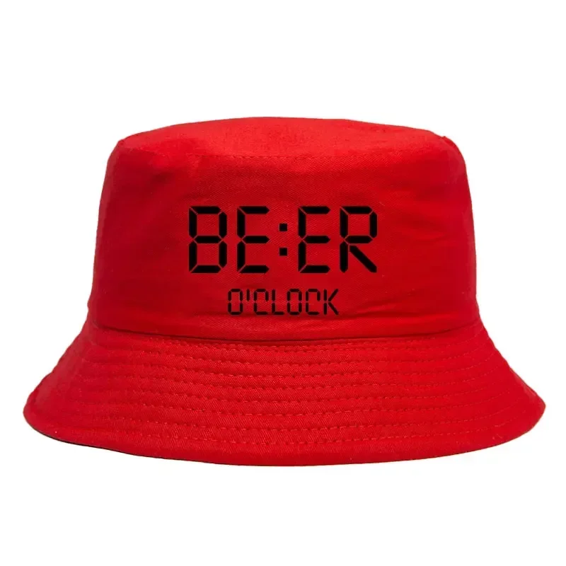Beer O’Clock Reversible Bucket Hat Funny Drinking Time Print Cap for Men Women Summer Festival BBQ Party Hat