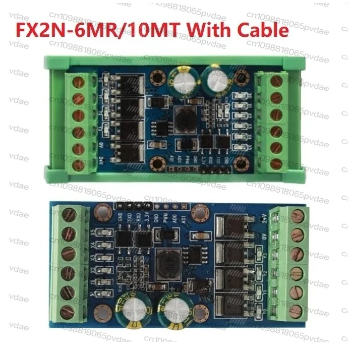 FX2N-10MT FX2N-6MR PLC Industrial Control Board With Base Program Cable Analog Input 0-10V DINRail Install DC12-30V Power Supply