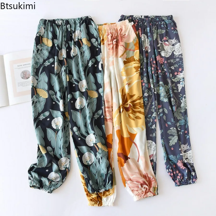 

Summer Cotton Satin Thin Cool And Soft Ladies Loose Mosquito Pants Women Loose Side Pocket Homewear Comfort Casual Wear Pants