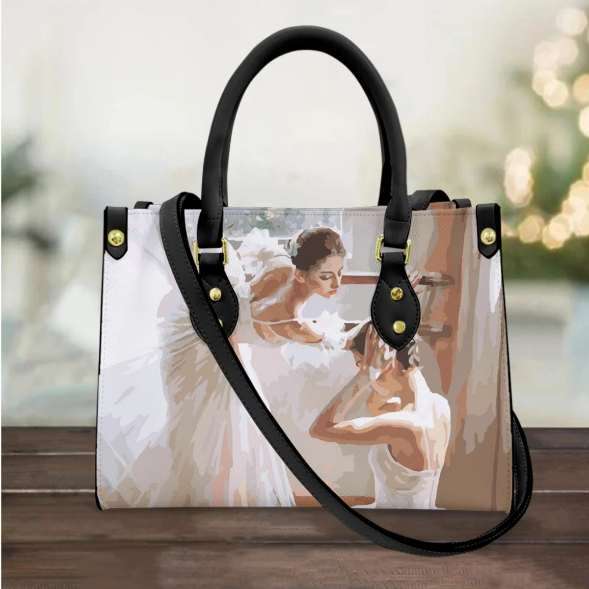 

FORUDESIGNS Ballet Painting Dancer Leather Bag Leather Shoulder Fashion Ladies Handbags Elegant Practical Tote Bags For Women