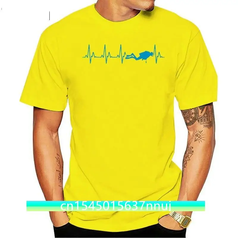 Brand New 2019 Summer Mens SCUBA DIVING T Shirt Diver PADI Heart Beat Heartbeat Love