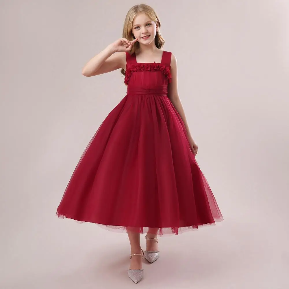 Kids Girl Suspender Princess Dress Flower Girl Wedding Dress Formal Evening Dress Gown Children's Birthday Dress Party Dresses