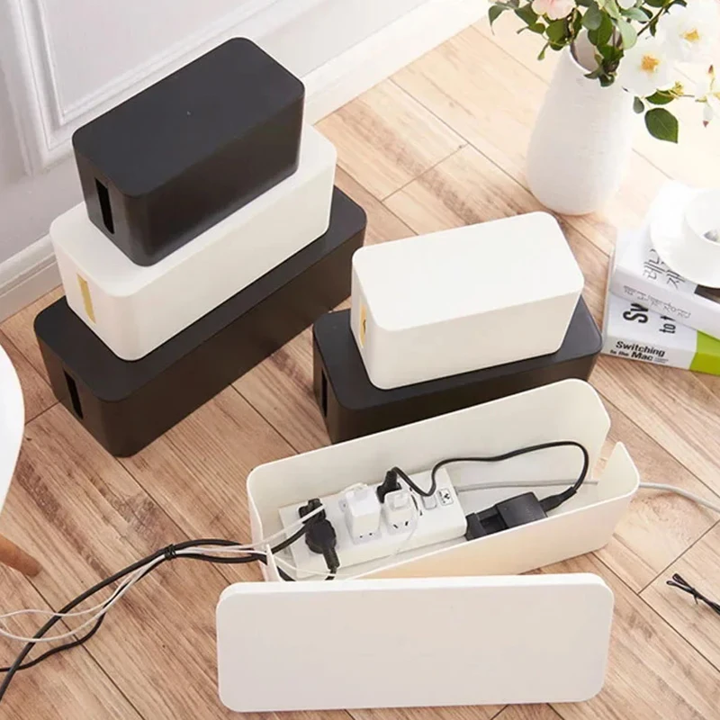 1pc Cable Storage Box Power Board Wire Management Socket Strip Wire Case Dust Charger Socket Organizer Network Bin Charger