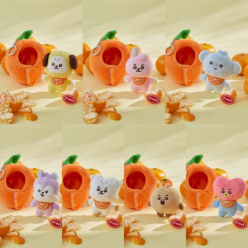 أنيمي الكرتون Bt21 تاتا كوكي كويا ألعاب من نسيج مخملي الإبداعية الجديدة البرتقال حفلة أفخم دمية ظهره المفاتيح اكسسوارات هدية للأصدقاء #1