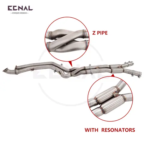 Ecnal Exhaust Z-Pipe Mid Pipe with Resonators for BMW G80 M3 G82 M4 G87 M2 S58 3.0T High Quality SS304 Sport Exhaust System