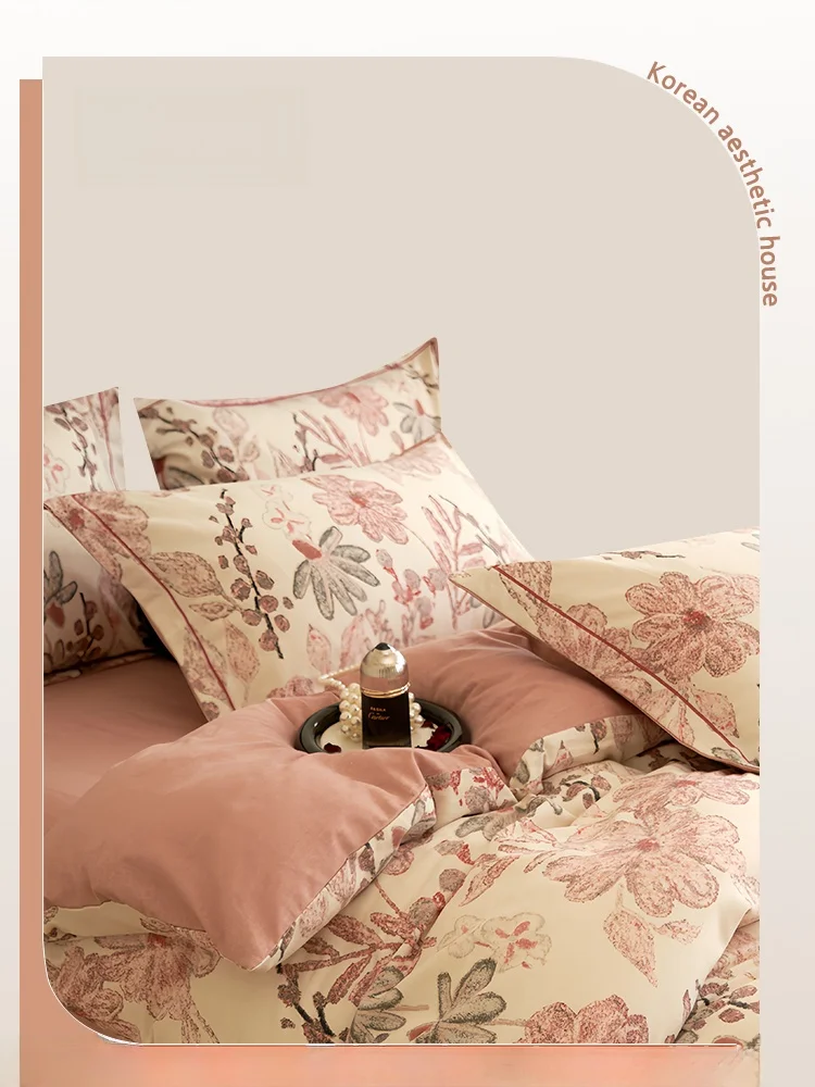 

Cotton Flannel Bedding Set 4pcs Pure Cotton Warmth Comforter Duvet Cover Pillowcase Bed Sheet for Autumn Winter Season