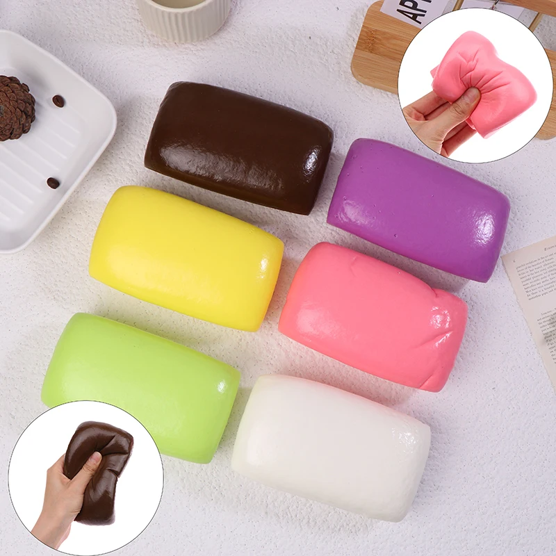 

Long Slow Rebound Colorful Simulation Sticky Bread Toast Toy Tender Soft Mousse Cake Model Toy Stress Release Relax Toy