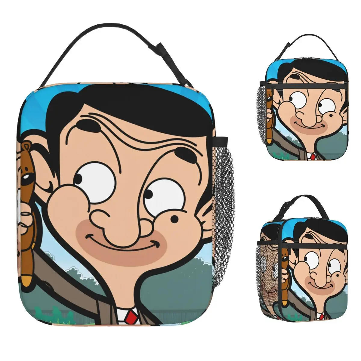 

Mr. Bean Сумка для обеда Kawaii Ланч-бокс для пикника на открытом воздухе Портативная термосумка на молнии для унисекс Оксфорд Графическая сумка-холодильник