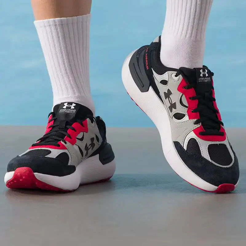 New Under Armour Unisex Sport Running Shoes 3028615-001 Mesh Leather Retro Colorblock Cushioned Sneakers