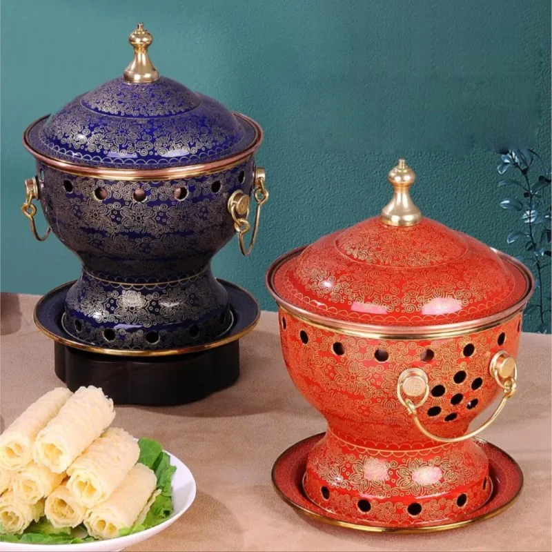 

Китайский медный горшок для хого с внутренней чашей из клуазоне, маленький, на одну персону, для ресторанов и домашнего использования, ZI540