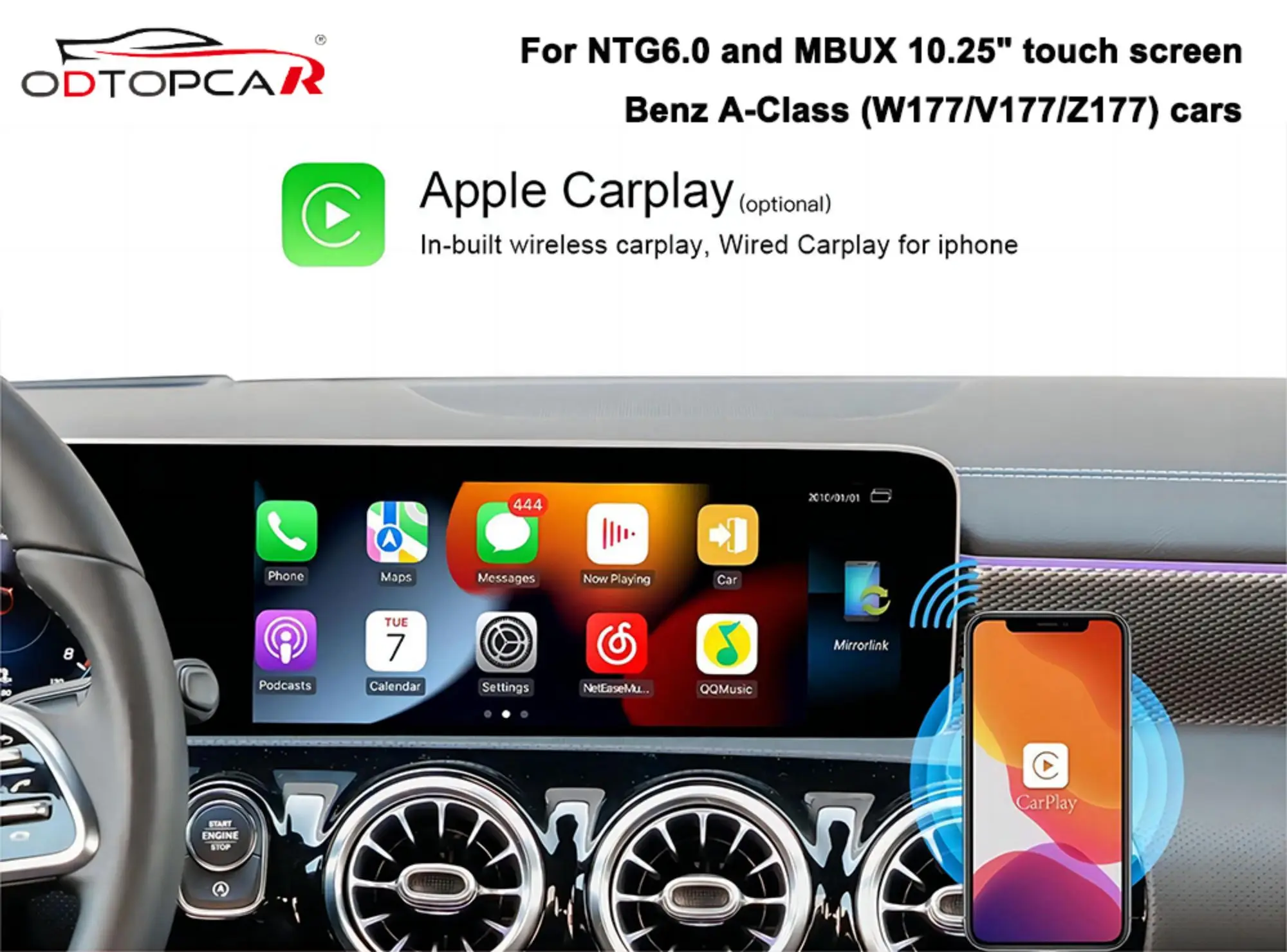 Wireless Car Play Adapter for Mercedes A Class W177 V177 Z177 MBUX Android Auto Upgrade Android 13 Ai BOX 12.3 inch Touch Screen