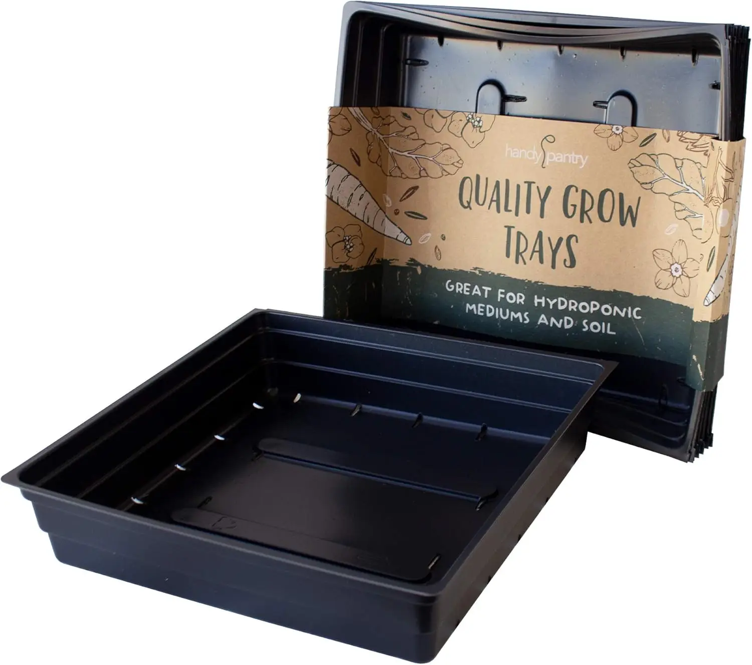 

10" x 10" Garden Growing Trays with Drain Holes - 10-pack Recyclable Plastic Plant Trays for Wheatgrass Sprouting Tray, Microgre